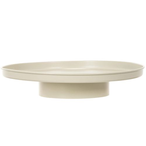 Plateau décoratif rond en métal beige 30 cm pour plantes et bougies | Floristik24.fr