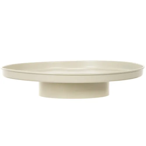 Plateau décoratif rond en métal 30 cm beige pour plantes et accessoires | Floristik24.fr