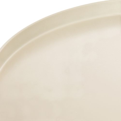 Plateau décoratif rond beige en métal Ø40 cm avec pied haut | Floristik24.fr