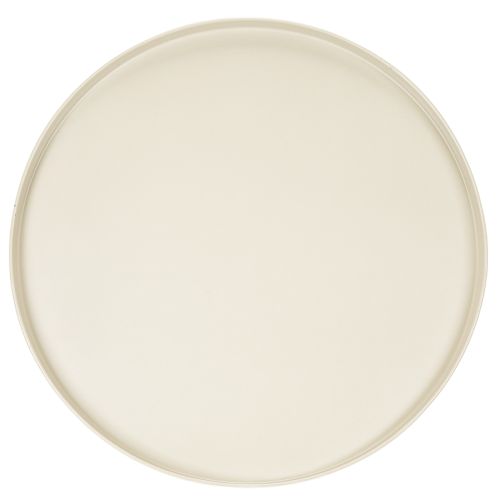 Plateau décoratif rond beige en métal Ø40 cm avec pied haut | Floristik24.fr