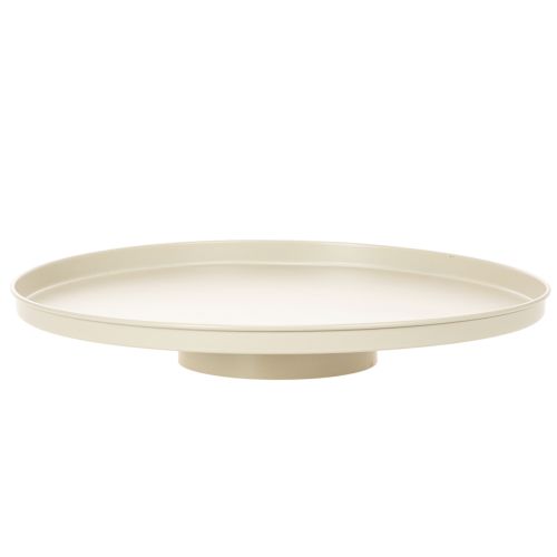 Plateau décoratif en métal rond 41 cm beige pour intérieur