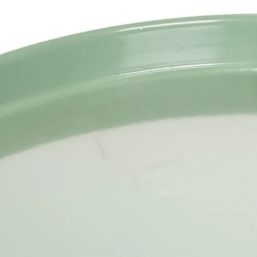 Plateau rond en métal vert avec pied pour décoration de table 30 cm | Floristik24.fr