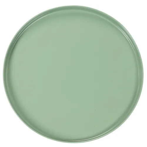 Plateau rond en métal vert avec pied pour décoration de table 30 cm | Floristik24.fr