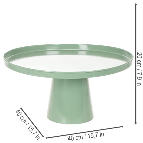 Table décoratif rond en métal vert 40 cm avec bord haut | Floristik24.fr