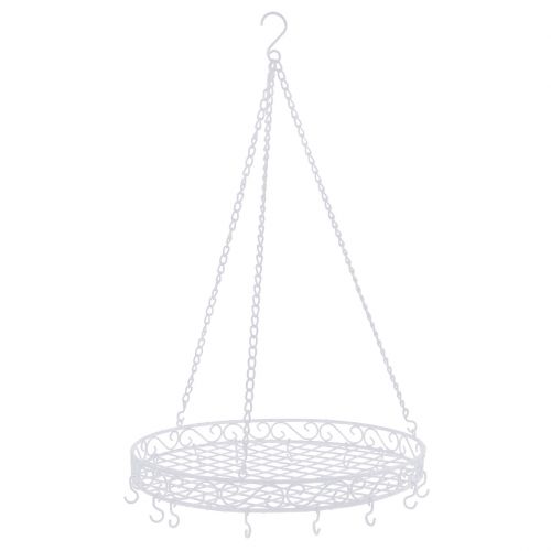Floristik24 Plateau à suspendre avec crochets Ø 44,5 cm blanc