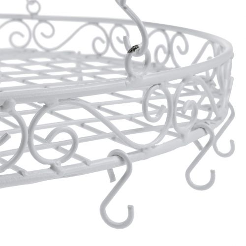 Floristik24 Plateau à suspendre avec crochets Ø 44,5 cm blanc