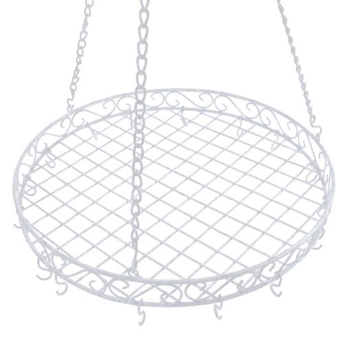 Floristik24 Plateau à suspendre avec crochets Ø 44,5 cm blanc