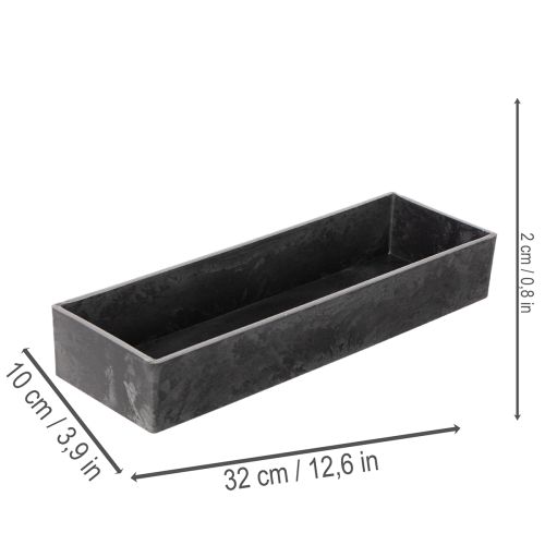 Plateau rectangulaire avec poignées en plastique anthracite 32 cm | Floristik24.fr