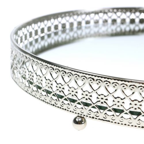 Floristik24 Plateau miroir en verre argenté Ø25cm