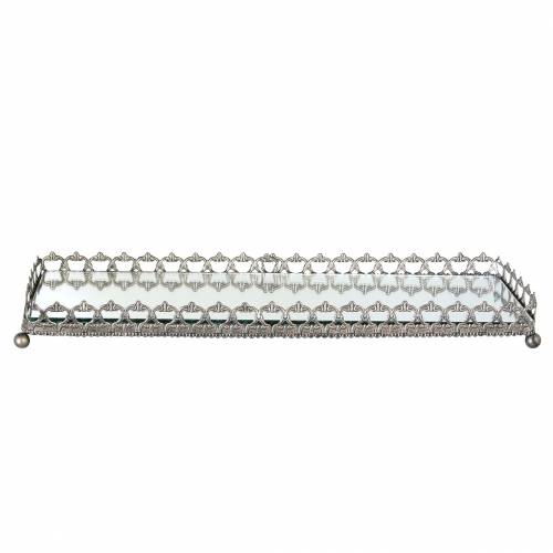 Floristik24 Plateau décoratif avec fond miroir argent antique 53cm x 18cm