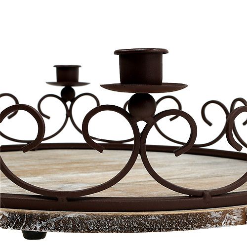 Floristik24 Plateau avec 4 bougeoirs Ø38cm marron