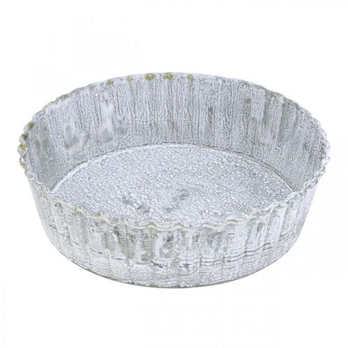 Floristik24 Assiette en métal en forme de biscuit, plateau décoratif rond, décoration de table blanc lavé Ø14cm H4cm