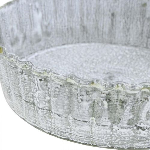 Floristik24 Assiette en métal en forme de biscuit, plateau décoratif rond, décoration de table blanc lavé Ø14cm H4cm