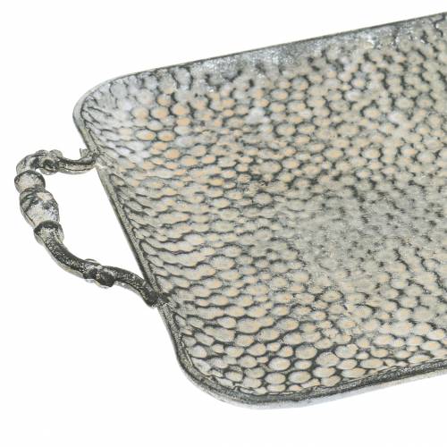 Floristik24 Plateau décoratif avec anses argent antique 45cm x 25cm