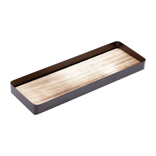 Floristik24 Plateau décoratif métal bois plateau métal socle bois 34,5×11×3cm