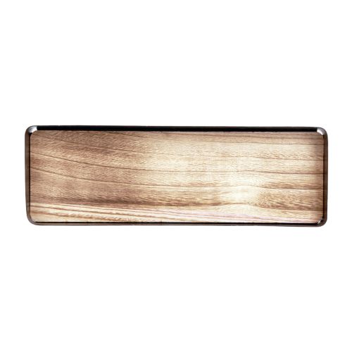 Floristik24 Plateau décoratif métal bois plateau métal socle bois 34,5×11×3cm