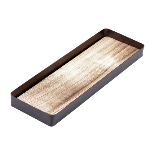Floristik24 Plateau décoratif métal bois plateau métal socle bois 34,5×11×3cm