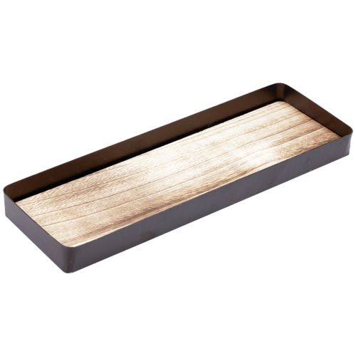 Plateau décoratif métal bois plateau métal socle bois 40x13x3cm