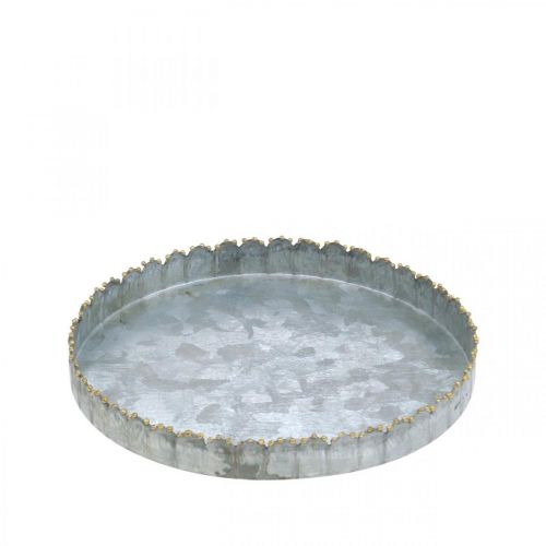 Article Plateau métal rond, assiette bougie, décoration de table argent/doré Ø15cm H2cm