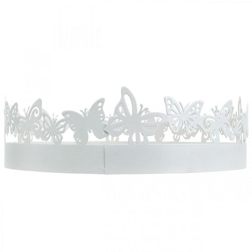 Article Plateau ressort, décoration papillon, décoration de table, décoration métal pour plantation blanc Ø20cm H6,5cm