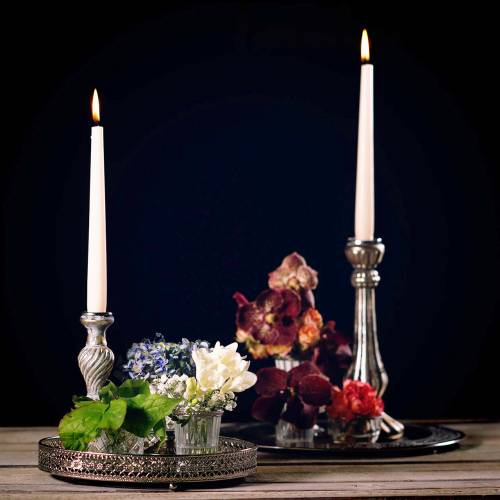 Floristik24 Plateau miroir en verre argenté Ø25cm