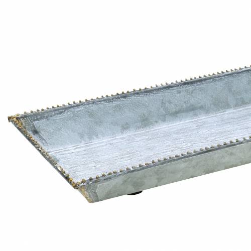 Floristik24 Plateau décoratif, blanc lavé, zinc 80 × 15cm