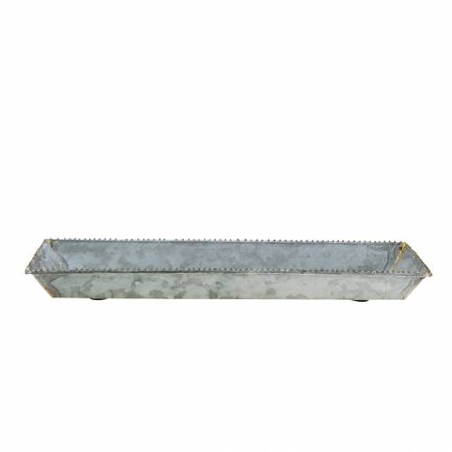 Floristik24 Plateau décoratif en zinc lavé blanc 40cm × 15cm