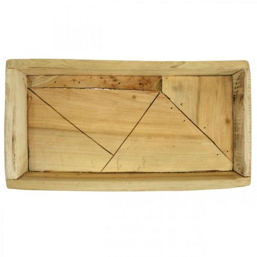 Article Plateau en bois de Paulownia, coupe jardinière à motif géométrique L45cm H4.5cm