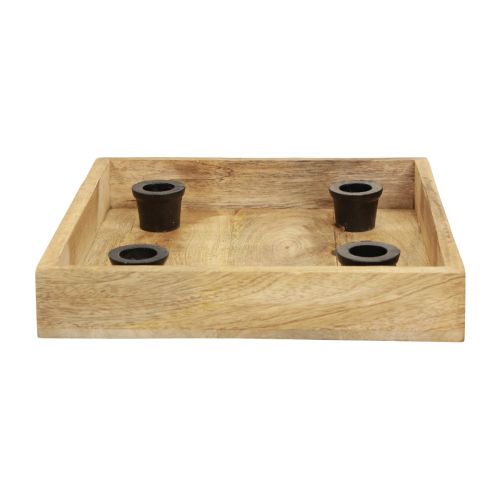Article Plateau à bougies plateau en bois bougeoir bâton naturel 24,5cm
