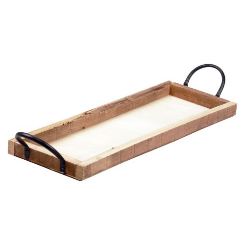 Floristik24 Plateau en bois avec poignées, plateau décoratif, oblong, naturel, 50×19×3cm