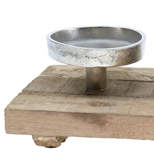 Floristik24 Plateau avec 4 bougeoirs, décorations de l'Avent, bougeoirs, bois de manguier, blanc lavé 47 × 14 × 9cm Ø8cm