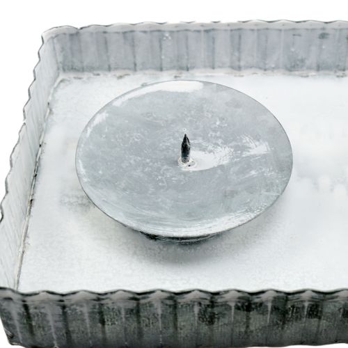 Floristik24 Plateau avec 4 bougeoirs zinc 40cm x 12,5cm 1p
