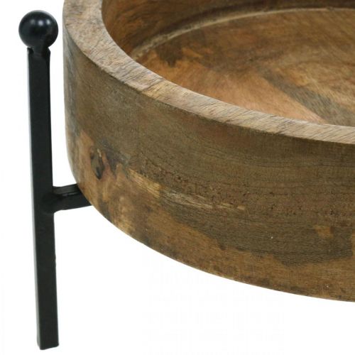 Floristik24 Plateau bois rond, bol avec pieds, décoration bois à planter naturel, noir Ø19.5cm H11cm