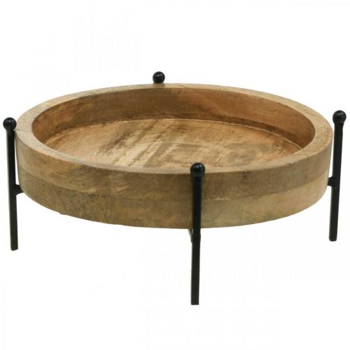 Floristik24 Plateau avec pieds, décoration en bois rond, plateau à planter naturel, noir Ø25cm H11cm