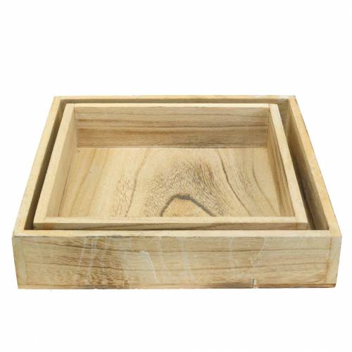 Floristik24 Plateau carré en bois, blanc délavé 30 × 30cm / 25 × 25cm, lot de 2