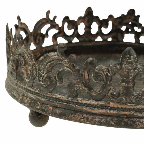 Floristik24 Plateau métal antique Ø16 / 20 / 25cm 3pcs
