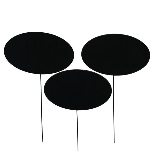 Piquets pour pots de fleurs Ovale Noir Bois 10×6cm 12pcs