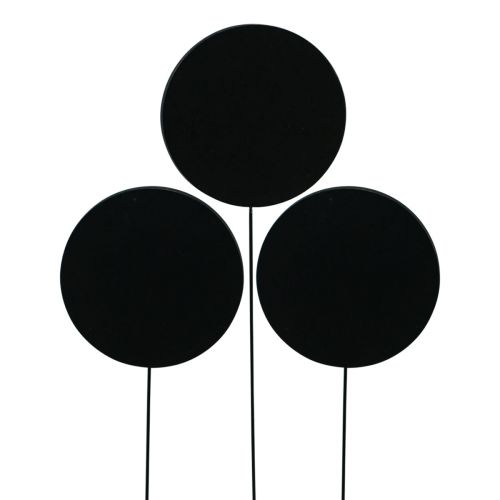 Floristik24 Mini tableau déco Piquets pour fleurs Bois Noir Ø7,5cm 12pcs
