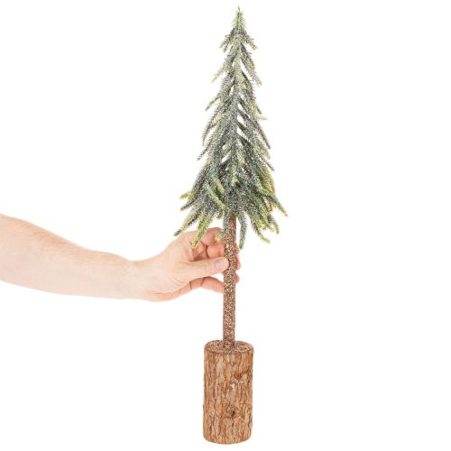 Sapin artificiel, finition givrée, avec socle en bois, décoration hivernale, 60 cm | Floristik24.fr