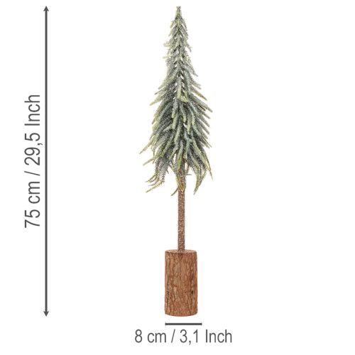 Sapin artificiel givré, arbre décoratif sur socle en bois pour décoration hivernale et de Noël, 75 cm | Floristik24.fr
