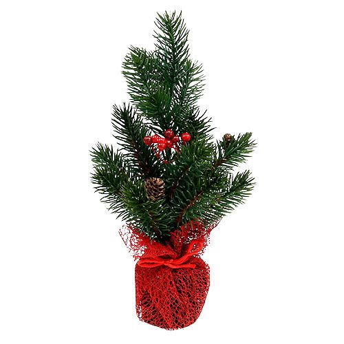 Floristik24 Sapin 32cm avec cônes et sac rouge
