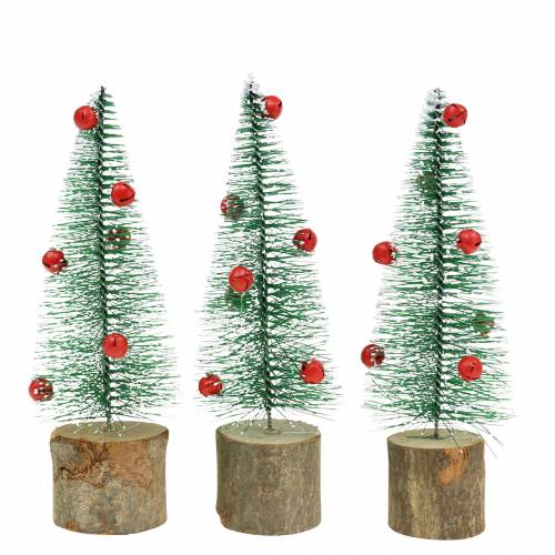 Sapin de Noël vert avec neige Ø5cm H15cm 6pcs