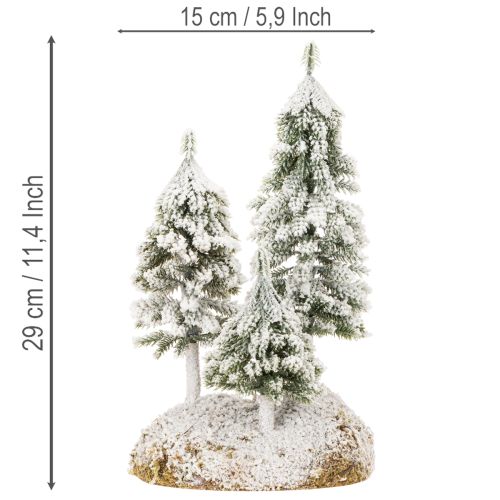 Sapins enneigés, décor hivernal artificiel pour village de Noël et décoration de table, 29 cm | Floristik24.fr