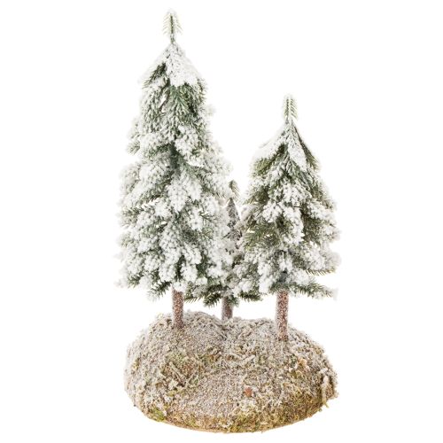 Sapins enneigés, décor hivernal artificiel pour village de Noël et décoration de table, 29 cm | Floristik24.fr