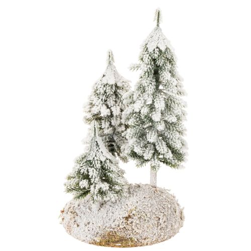 Sapins enneigés, décor hivernal artificiel pour village de Noël et décoration de table, 29 cm | Floristik24.fr