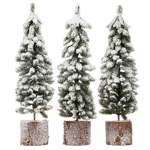 Floristik24 Décoration de sapin de Noël avec neige vert blanc Ø6cm H30cm 3pcs
