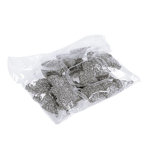 Floristik24 Suspension de Noël Sapin scintillant Argent 6,5cm 6pcs