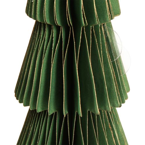 Article Sapin de Noël en papier nid d'abeille vert doré H30cm 2 pièces