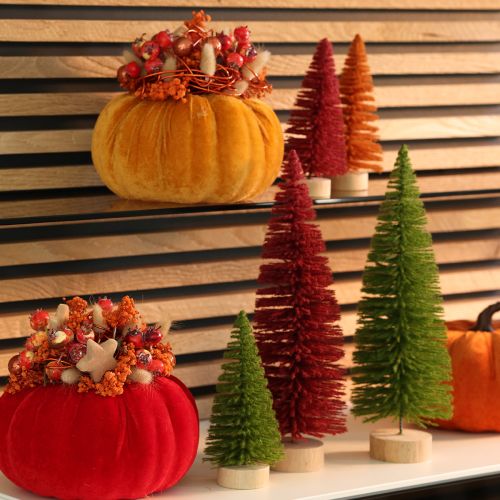 Sapins Miniatures Artificiels avec Pied en Bois 16 cm, Lot de 6, Multicolore | Floristik24.fr
