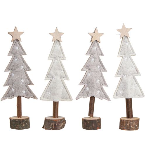 Article Sapin de Noël en feutre décoration avec étoile beige crème 18cm 4 pcs